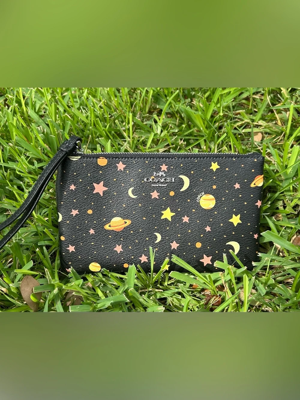 Coach Galaxy Planet & Star Print Large Wristlet